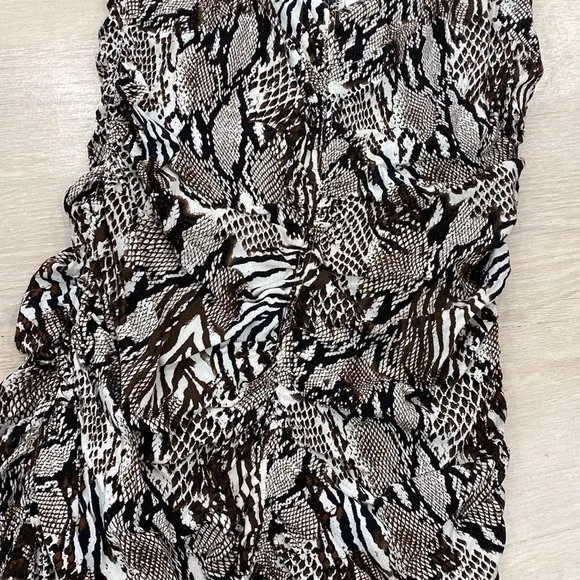 Wilfred By Aritzia  Brown amp White MultiAnimal Print Ruched Bodycon Dress - Picture 4 of 6